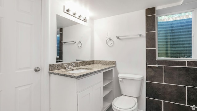bathroom with toilet and vanity