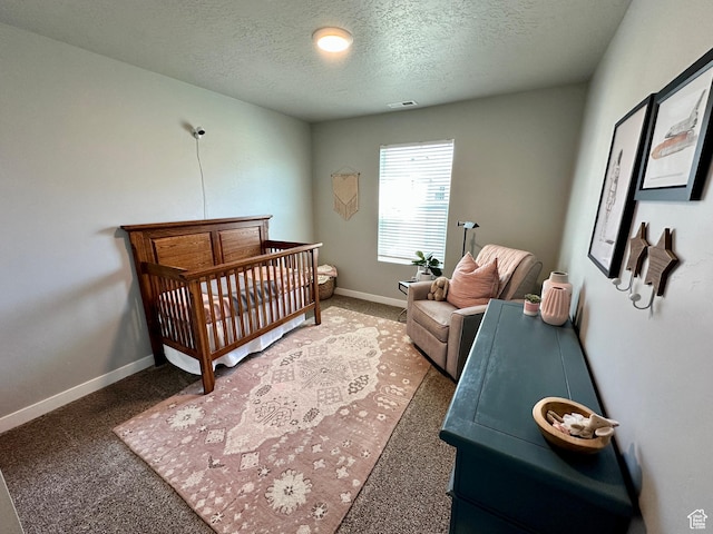 980 W 1275 S, Springville, UT 84663 - bedroom with a textured ceiling, visible vents, a nursery area, baseboards, and carpet