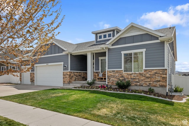 6463 W Maple Valley Cir S Unit 1030, West Jordan, UT 84081 - craftsman inspired home featuring a front yard, driveway, stone siding, and board and batten siding