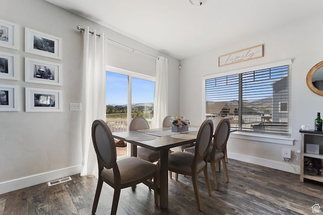 6463 W Maple Valley Cir S Unit 1030, West Jordan, UT 84081 - dining space featuring baseboards, visible vents, and dark wood-style floors