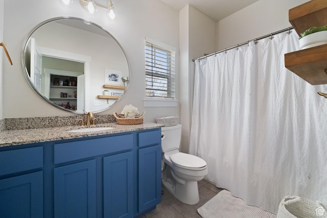 6463 W Maple Valley Cir S Unit 1030, West Jordan, UT 84081 - bathroom featuring a shower with curtain, toilet, tile patterned flooring, and vanity