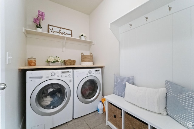 6463 W Maple Valley Cir S Unit 1030, West Jordan, UT 84081 - clothes washing area featuring light tile patterned floors, separate washer and dryer, and laundry area