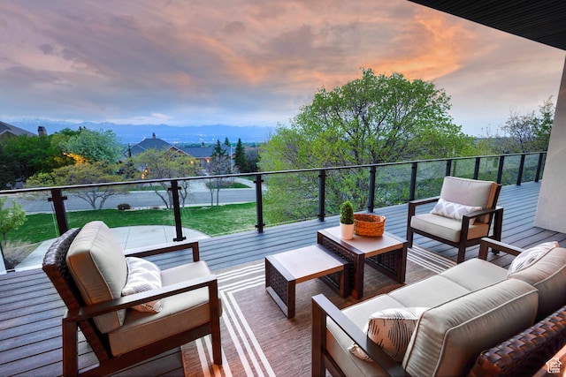 11274 S Eagle View Dr, Sandy, UT 84092 - wooden deck featuring outdoor lounge area and a mountain view