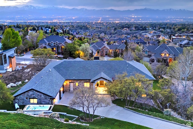 11274 S Eagle View Dr, Sandy, UT 84092 - drone / aerial view featuring a residential view and a mountain view
