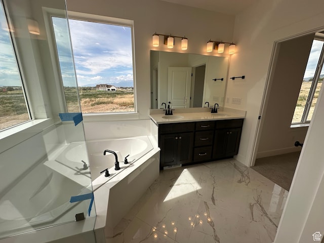287 E 1150 N Unit 73, Salem, UT 84653 - bathroom with double vanity, a bath, and marble finish floors
