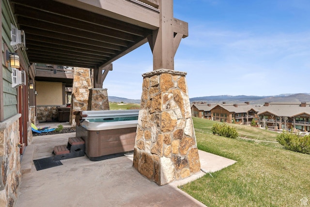 4186 Fairway Ln Unit G6, Park City, UT 84098 - view of patio / terrace with a mountain view and a hot tub