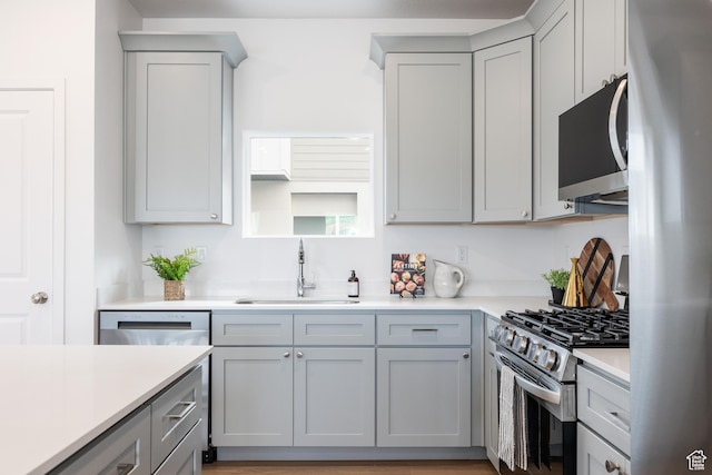 4479 S 500 E Unit 65, Millcreek, UT 84107 - kitchen with light countertops, a sink, stainless steel appliances, and gray cabinets