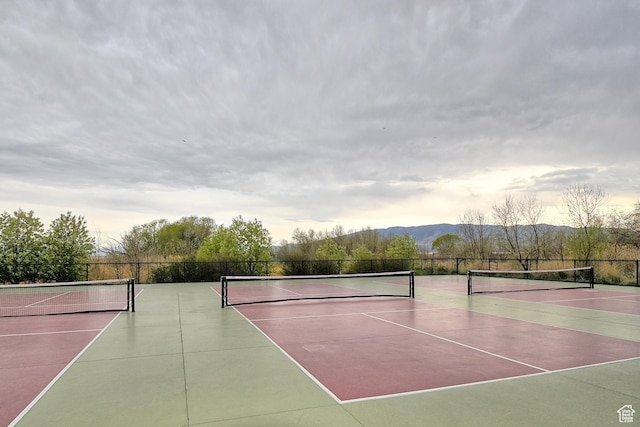 2041 S 750 E, Lehi, UT 84043 - view of tennis court featuring a mountain view, community basketball court, and fence