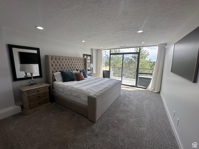 560 E S Temple St S Unit 302, Salt Lake City, UT 84102 - carpeted bedroom featuring a textured ceiling, recessed lighting, access to outside, and baseboards