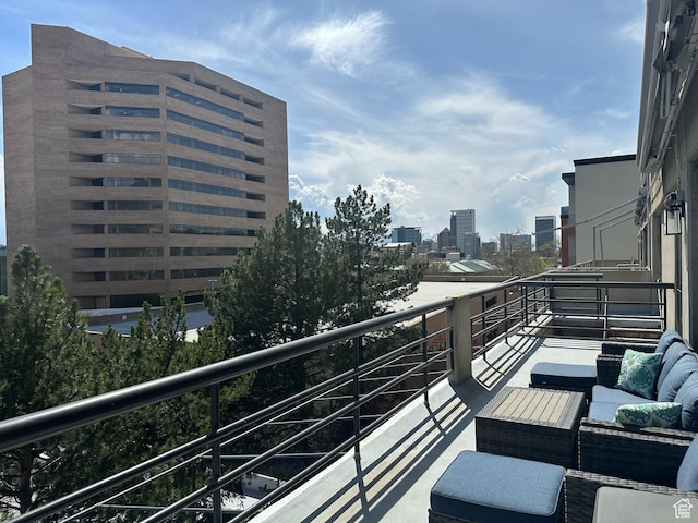 560 E S Temple St S Unit 302, Salt Lake City, UT 84102 - balcony with outdoor lounge area and a view of city