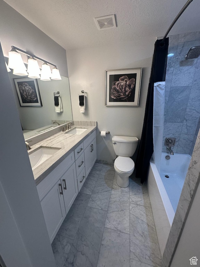 560 E S Temple St S Unit 302, Salt Lake City, UT 84102 - full bath with double vanity, marble finish floor, toilet, a sink, and visible vents