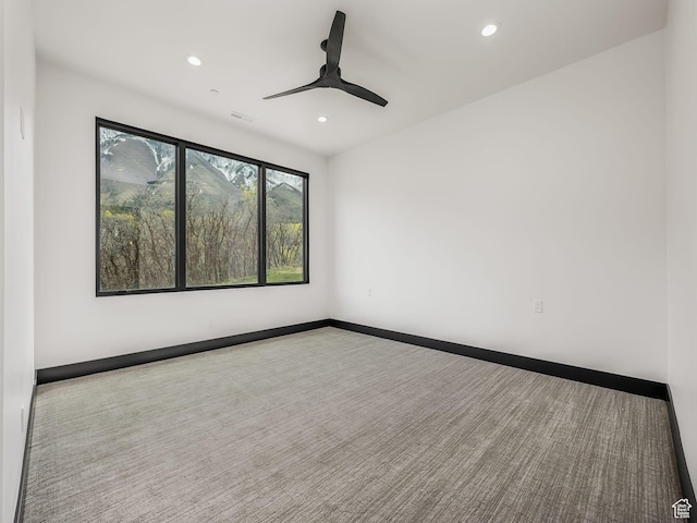 897 S Summit Creek Dr, Woodland Hills, UT 84653 - empty room featuring recessed lighting, carpet, ceiling fan, baseboards, and visible vents
