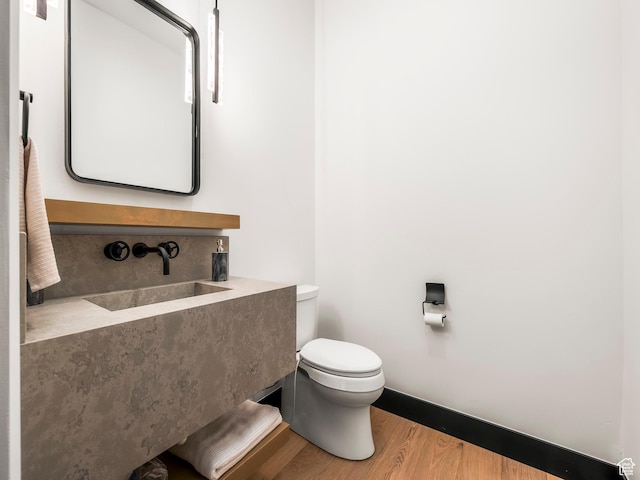 897 S Summit Creek Dr, Woodland Hills, UT 84653 - bathroom with toilet, vanity, and wood finished floors