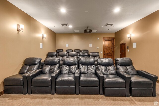 13386 N Alexis Dr, Kamas, UT 84036 - home theater featuring light carpet and recessed lighting