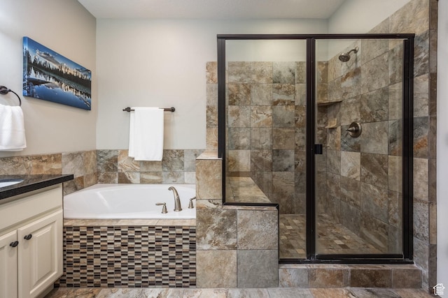 13386 N Alexis Dr, Kamas, UT 84036 - bathroom with a bath, a stall shower, and vanity