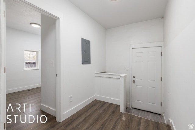233 Patterson St, Ogden, UT 84401 - corridor with dark wood-style floors, baseboards, and electric panel