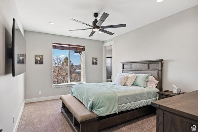 9313 E Deer Creek Dr S Unit 965, Heber City, UT 84032 - bedroom with recessed lighting, a ceiling fan, light carpet, and baseboards