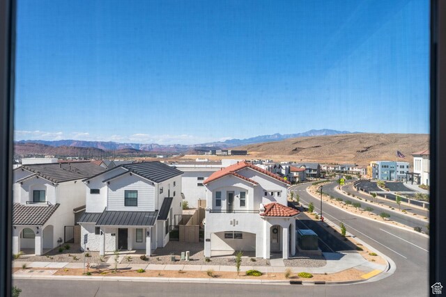 5801 S Garnet Dr Unit 2-301, St George, UT 84790 - exterior space featuring a tiled roof, a balcony, a mountain view, and a residential view
