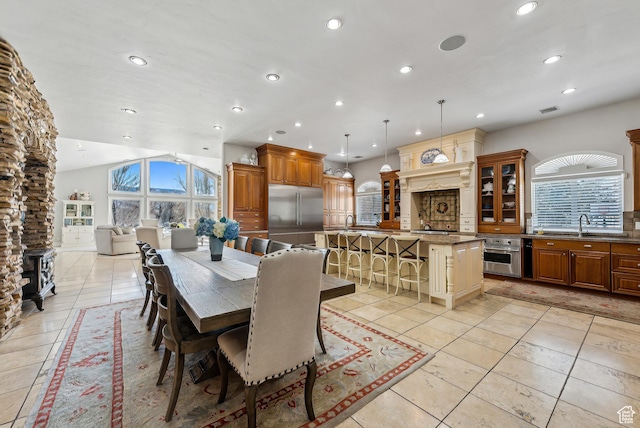 189 E Weber Canyon Rd, Oakley, UT 84055 - dining area with a healthy amount of sunlight, light tile patterned floors, recessed lighting, and visible vents