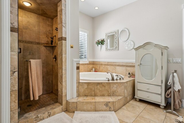 189 E Weber Canyon Rd, Oakley, UT 84055 - full bath featuring recessed lighting, a bath, a stall shower, and tile patterned floors