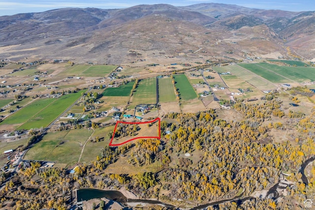 189 E Weber Canyon Rd, Oakley, UT 84055 - birds eye view of property featuring a mountain view and a rural view