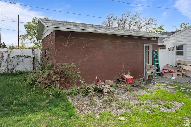 3048 S Harrison Blvd, Ogden, UT 84403 - view of property exterior featuring fence, concrete block siding, and roof with shingles
