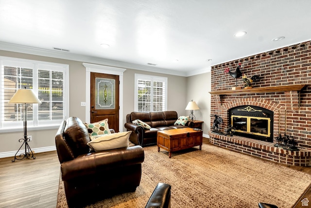 773 Northridge Ct, Farmington, UT 84025 - living room with recessed lighting, baseboards, wood finished floors, and a fireplace
