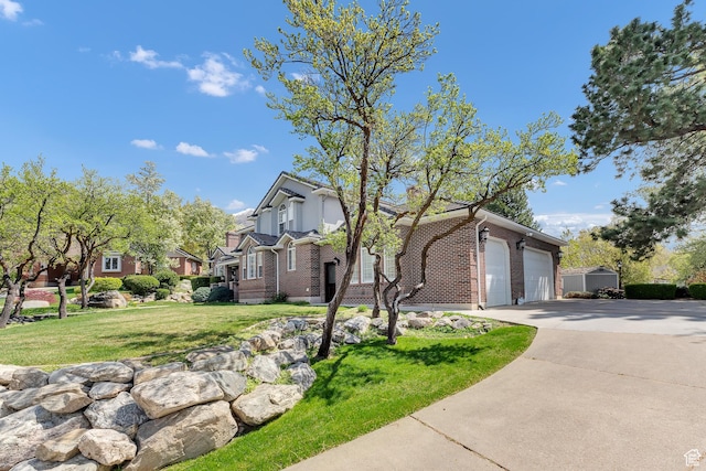 773 Northridge Ct, Farmington, UT 84025 - view of property exterior with a lawn, driveway, an attached garage, and brick siding