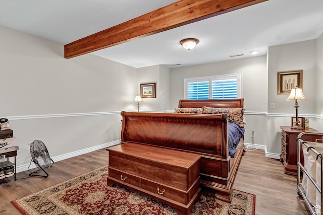 773 Northridge Ct, Farmington, UT 84025 - bedroom with beamed ceiling, visible vents, wood finished floors, and baseboards