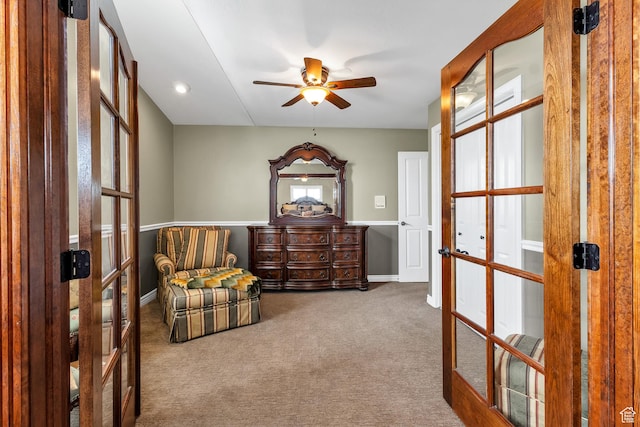 773 Northridge Ct, Farmington, UT 84025 - living area with french doors, a ceiling fan, and carpet floors