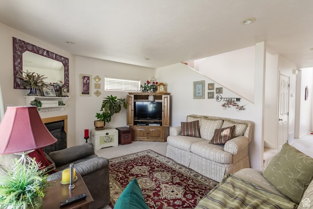 103 E 1150 S, Roosevelt, UT 84066 - carpeted living area with a glass covered fireplace