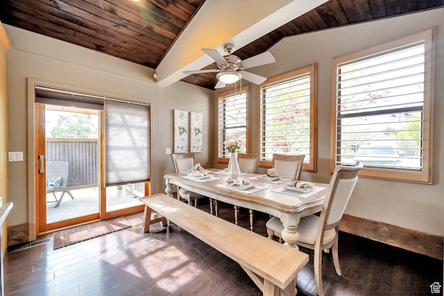 3200 E 3900 S, Salt Lake City, UT 84124 - dining room with ceiling fan, vaulted ceiling, wood finished floors, and wood ceiling