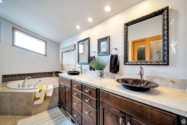 3200 E 3900 S, Salt Lake City, UT 84124 - full bath featuring a garden tub, recessed lighting, double vanity, and a sink