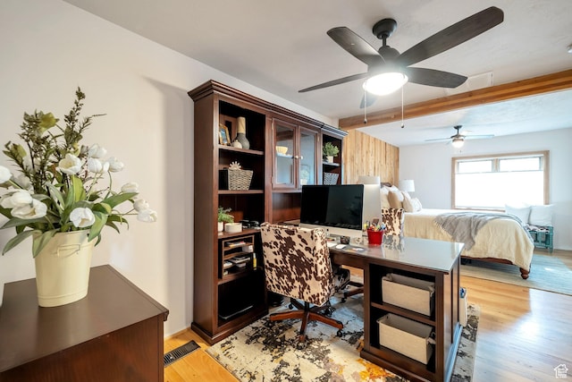 3200 E 3900 S, Salt Lake City, UT 84124 - office with beamed ceiling, ceiling fan, and light wood-type flooring