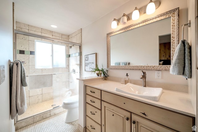 3200 E 3900 S, Salt Lake City, UT 84124 - full bath with toilet, a stall shower, tile patterned floors, and vanity