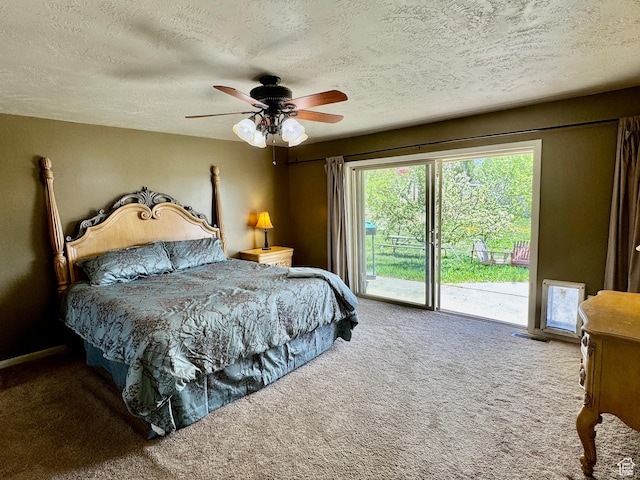 397 W 4125 N, Pleasant View, UT 84414 - carpeted bedroom with access to outside, a ceiling fan, a textured ceiling, and visible vents
