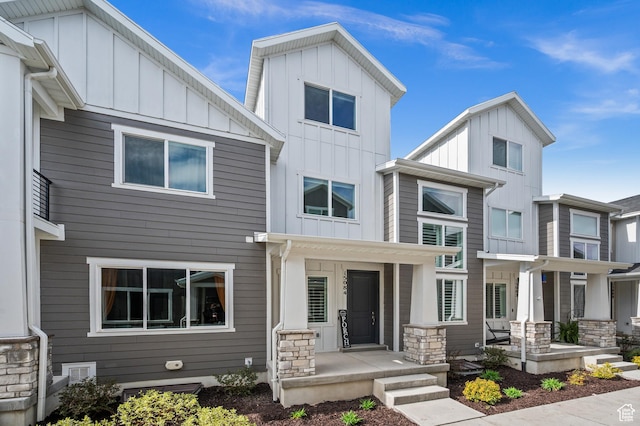 view of front of house with board and batten siding