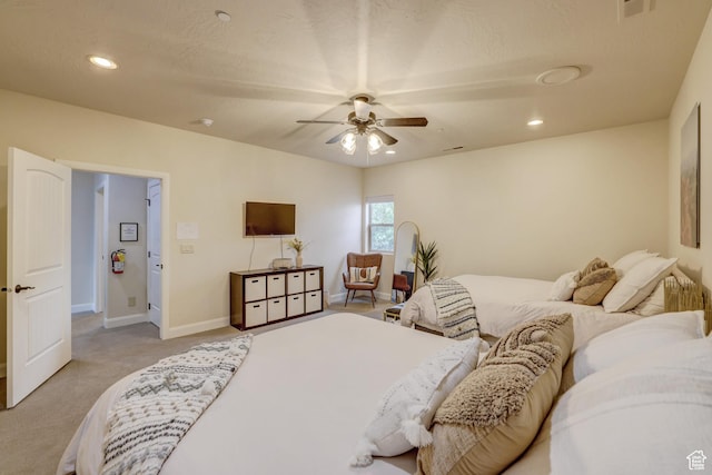 595 W 2050 S, Hurricane, UT 84737 - bedroom featuring light colored carpet, ceiling fan, recessed lighting, and baseboards