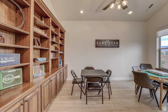 595 W 2050 S, Hurricane, UT 84737 - dining area with visible vents, a ceiling fan, light wood-style flooring, and baseboards