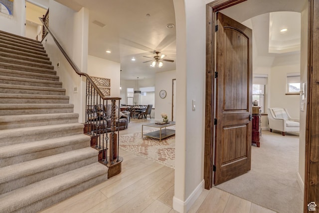 595 W 2050 S, Hurricane, UT 84737 - interior space with recessed lighting, arched walkways, wood finished floors, baseboards, and a ceiling fan
