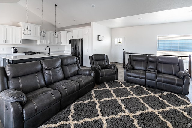 166 W 580 N, Redmond, UT 84652 - living area featuring high vaulted ceiling and wood finished floors