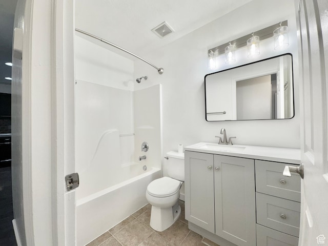 1614 W Eisenhower Way, Salt Lake City, UT 84104 - bathroom featuring visible vents, shower / bathtub combination, toilet, tile patterned floors, and vanity
