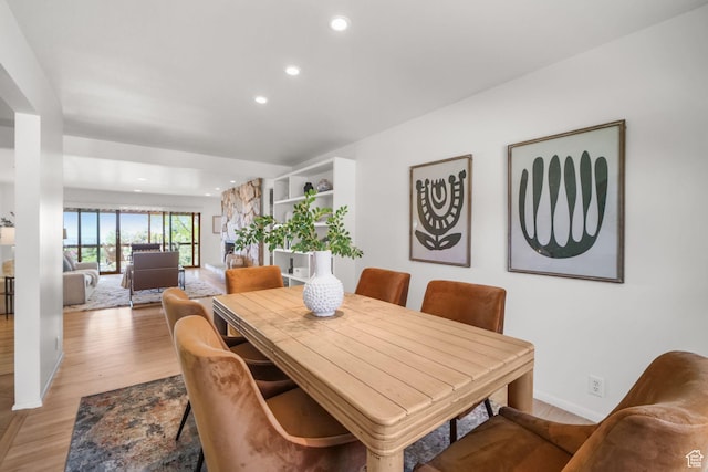 813 N Northview Dr E, Salt Lake City, UT 84103 - dining space featuring baseboards, light wood-type flooring, and recessed lighting
