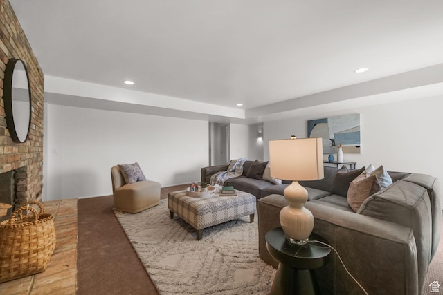 813 N Northview Dr E, Salt Lake City, UT 84103 - living area featuring a fireplace, wood finished floors, and recessed lighting