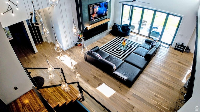 13327 S Bullitt Ln, Draper, UT 84020 - living area with wood finished floors and a towering ceiling