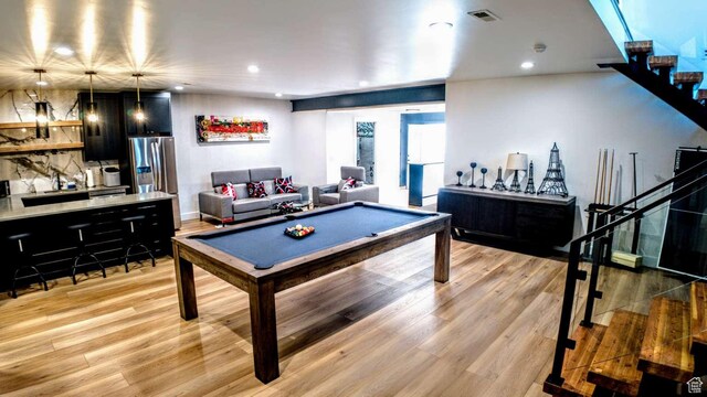 13327 S Bullitt Ln, Draper, UT 84020 - recreation room with billiards, light wood-style flooring, and visible vents