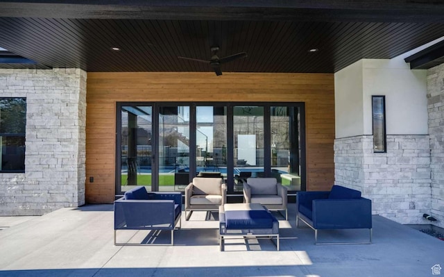 13327 S Bullitt Ln, Draper, UT 84020 - view of patio / terrace featuring a ceiling fan and an outdoor hangout area