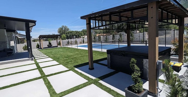 13327 S Bullitt Ln, Draper, UT 84020 - view of patio / terrace with a pool, a gazebo, a fenced backyard, and a hot tub