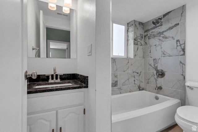 3502 W 8350 S, West Jordan, UT 84088 - bathroom featuring toilet, visible vents, vanity, and  shower combination