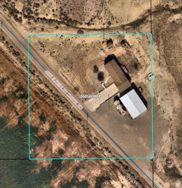 5859 E Ashley Creek Rd S, Vernal, UT 84078 - aerial view of property's location featuring property boundaries highlighted